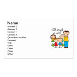 Kids and Male Teacher 100 Days Business Card Template
