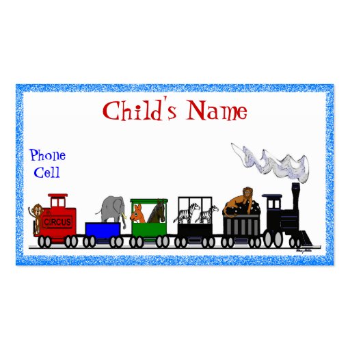 Kid's Animal Train Calling Card Business Card (front side)