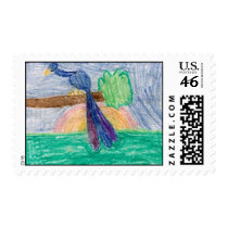 Kids Art Peacock Stamp