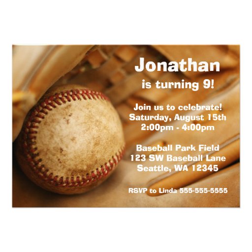 Kids Baseball Birthday Party Invitations