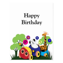 Kids birthday: Fun caterpillar train Postcards