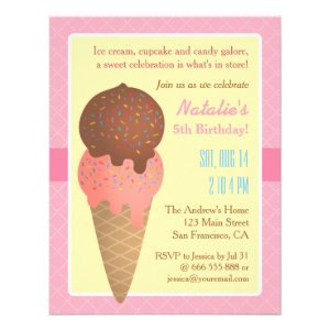Kids Birthday, Ice cream party invitations