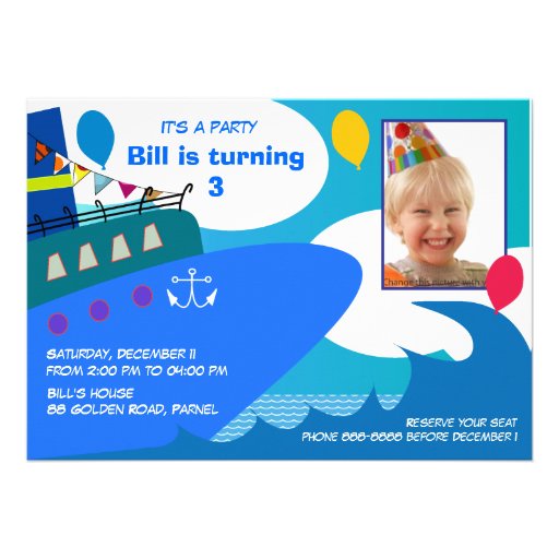Kids Birthday Invitation 027: Cruise Ship