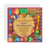 Kids birthday invitation 031: Basketball invitation