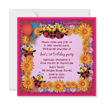 Kids birthday invitation 039B: 7 Ladybugs