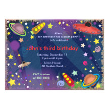 Kids birthday invitation 047: Outer Space II