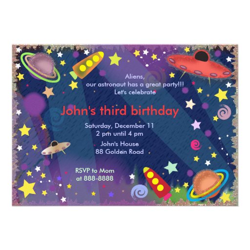 Kids birthday invitation 047: Outer Space II