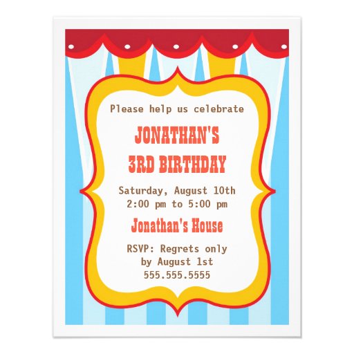 Kids Birthday Invitation - Circus