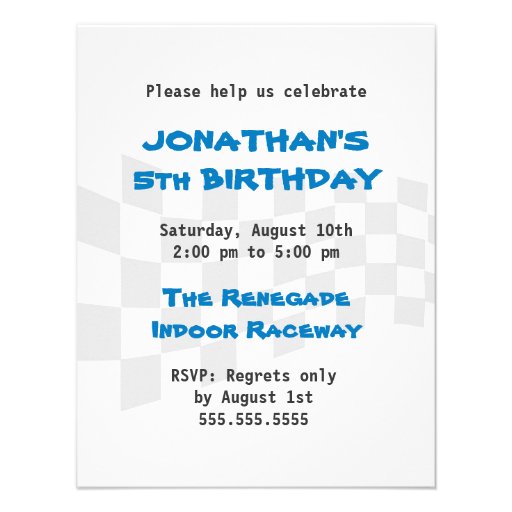Kids Birthday Invitation - Race Car