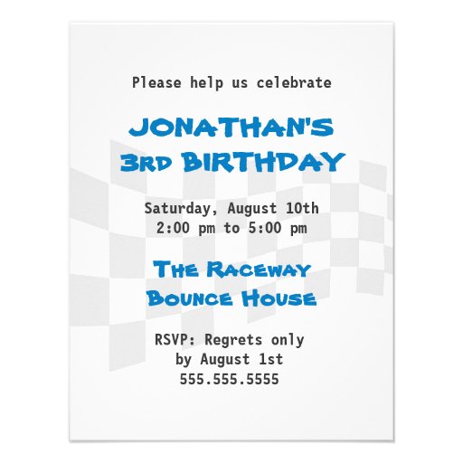 Kids Birthday Invitation - Race Car