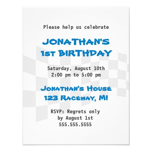 Kids Birthday Invitation - Race Car