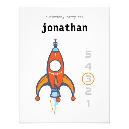 Kids Birthday Invitation - Rocket