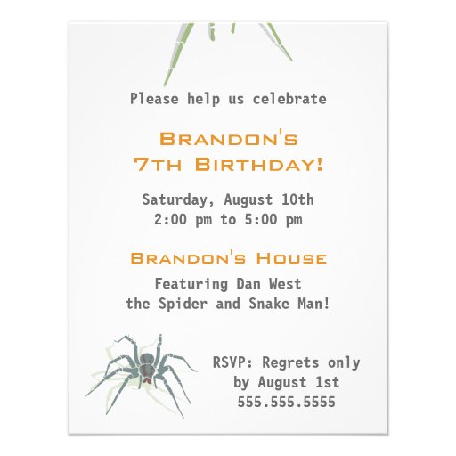 Kids Birthday Invitation - Spiders