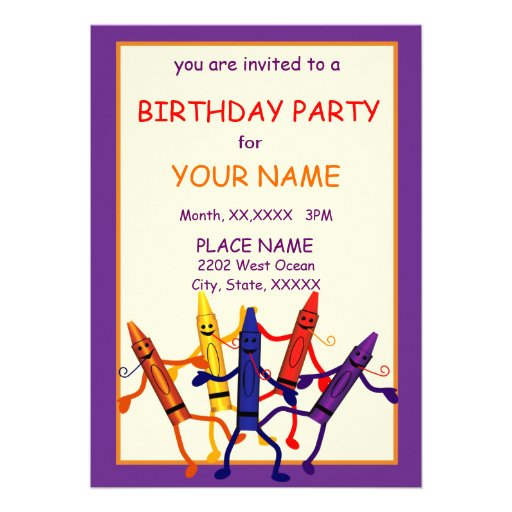 Kids Birthday Party Crayon Design Invitation