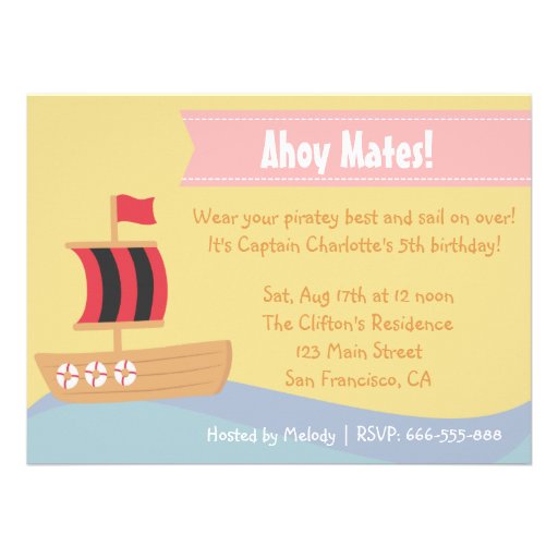 Kids Birthday Party: Cute Pirate Girl Theme Announcement