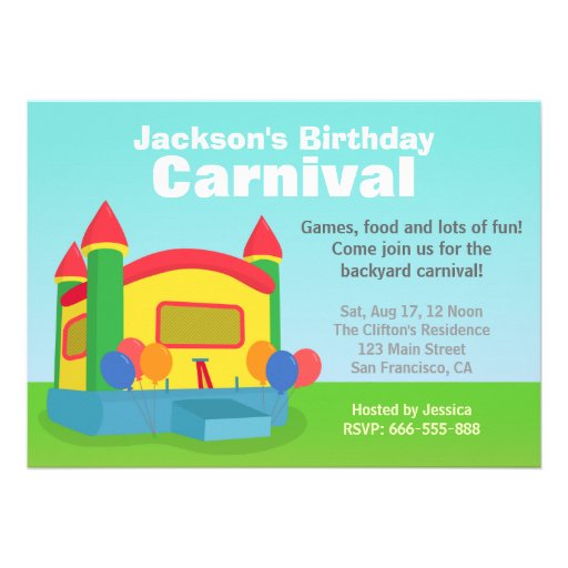 Kids Birthday Party - Happy Backyard Carnival Invite