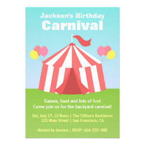 Kids Birthday Party - Happy Backyard Carnival Personalized Invite