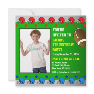 Kids Birthday Party Invitation Add Photo Football invitation