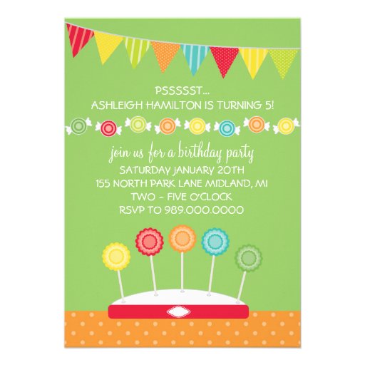 Kids Birthday Party Invitations (Candy Theme)