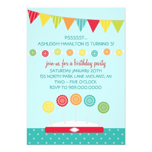 Kids Birthday Party Invitations (Candy Theme)