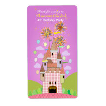 Kids Birthday Thank You Sticker: castle II Personalized Shipping Labels