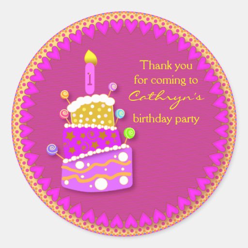 kids Birthday Thank You Stickers Birthday Cake Zazzle