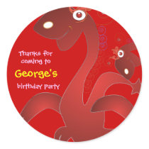Kids birthday Thank You Stickers: Red Dragons