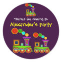 Kids birthday Thank You Stickers: Train sticker
