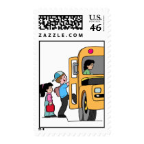 Kids Boarding School Bus Stamp