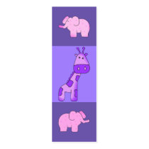 Kid's Bookmark Elephant Giraffe Pink Purple business cards