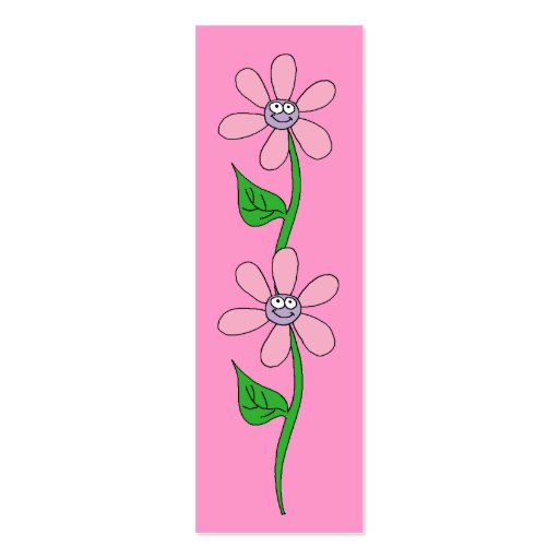 Kid's Bookmark Girls Pink Flowers Business Card Templates (front side)