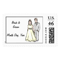 Kids Bride & Groom Wedding Postage Stamp