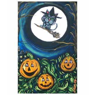 Kids Cat Witch Halloween Tshirt