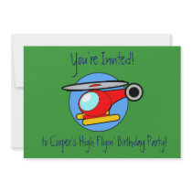 Kids Children Helicopter Birthday Party Inviations Custom Invitations