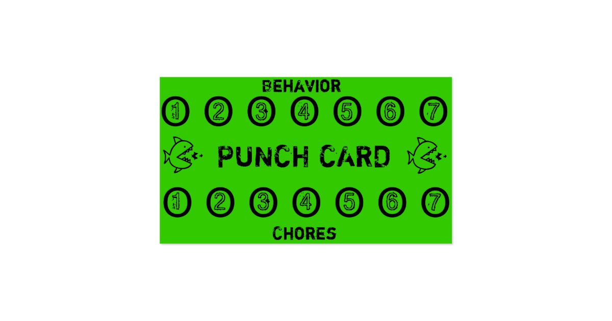 kids chore punch cards zazzle card it business card punch
