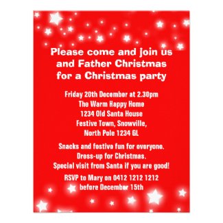 Kids Christmas party invitation Santa red