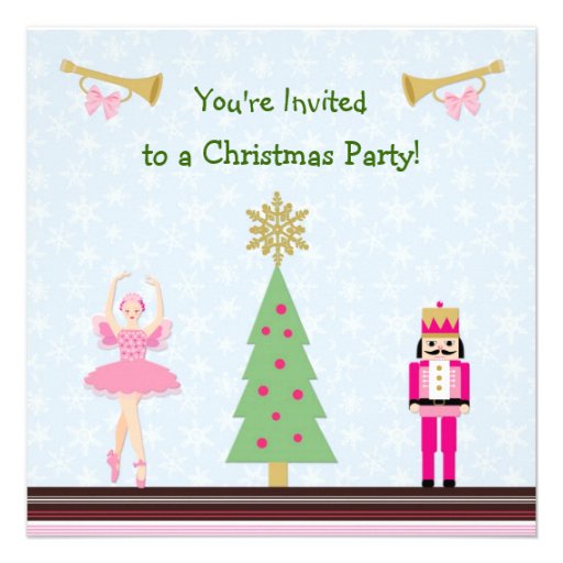 Kids Christmas Party - tree,ballerina, Nutcracker Personalized Invitation