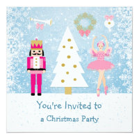 Kids Christmas Party - tree, ballerina, Nutcracker 5.25x5.25 Square Paper Invitation Card
