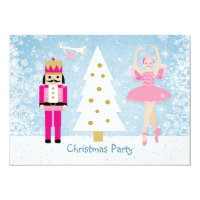 Kids Christmas Party - tree, ballerina, Nutcracker 4.5x6.25 Paper Invitation Card