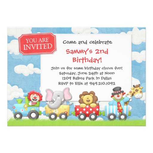 Kids Circus Birthday Party Invitation (front side)