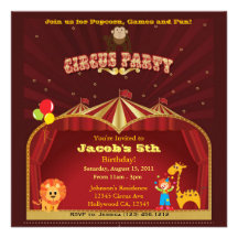 Kid's Circus Birthday Party Invite