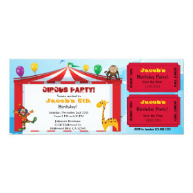Kids Circus Birthday Ticket Invites 4