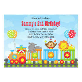 Kids Circus Train Birthday Party Invitation 5