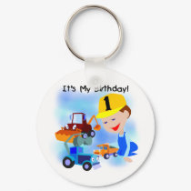 Kids Construction 1st Birthday T-shirts and Gifts keychains by kids_birthdays Kids Construction 1st Birthday T-shirts and Gifts keychains