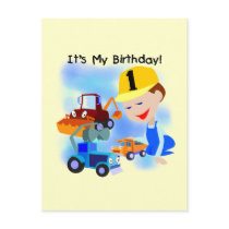 Kids Construction 1st Birthday T-shirts and Gifts postcards
