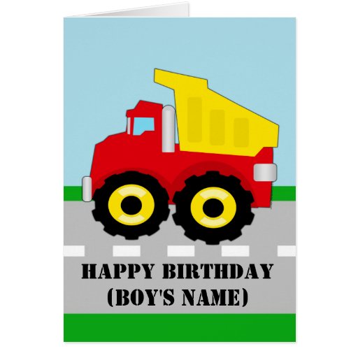 Kids Construction Dumpruck Birthday Card | Zazzle