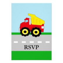 Kids Construction Dumptruck Matching RSVP Invites