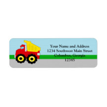 Kids Construction Dumptruck Return Address Labels