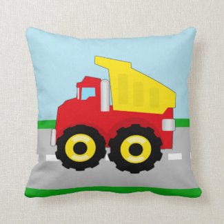 Kids Construction Dumptruck Throw Pillows