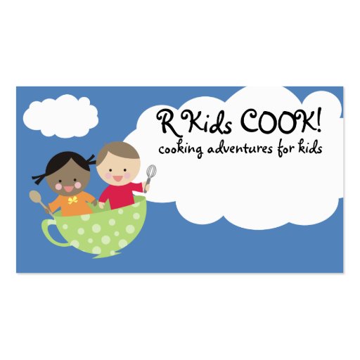 kids cooking flying teacup business cards